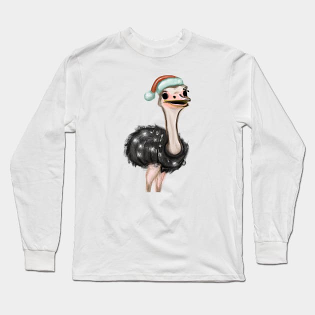 Cute Ostrich Drawing Long Sleeve T-Shirt by Play Zoo